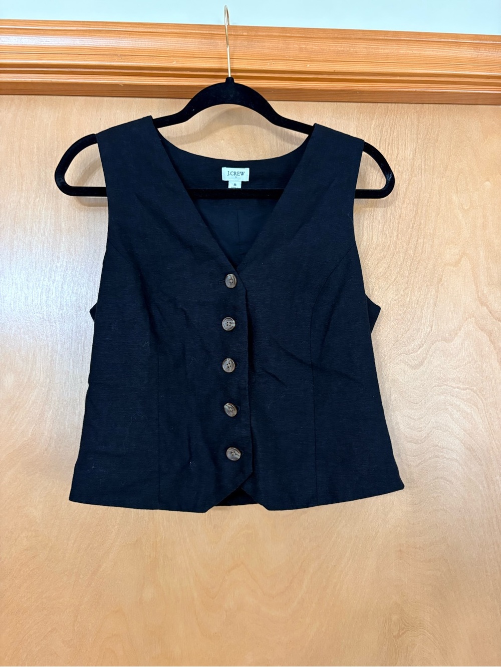 J. Crew Black Button-Front Sleeveless Vest